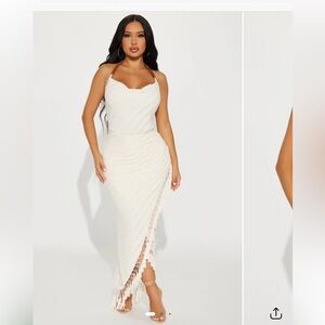 Fashion Nova Harley Textured Maxi Dress in Cream!